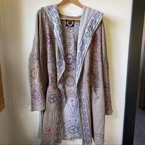 Vintage Johnny Was Biya embroidered duster w/hood